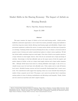 Market Shifts in the Sharing Economy: the Impact of Airbnb on Housing