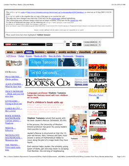 London Free Press: Books, Cds and Media 10-10-28 9:23 AM