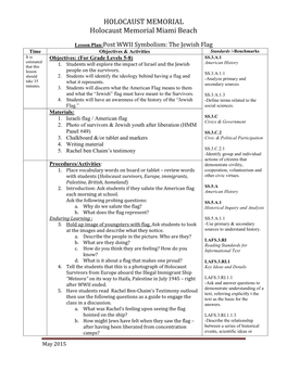 The Jewish Flag Time Objectives & Activities Standards /-Benchmarks It Is Objectives: (For Grade Levels 5-8) SS.3.A.1 Estimated American History That This 1