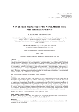 New Aliens in Malvaceae for the North African Flora, with Nomenclatural Notes