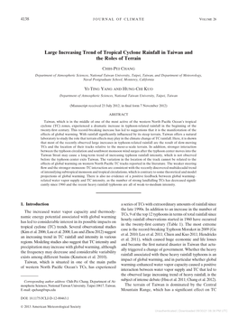 Large Increasing Trend of Tropical Cyclone Rainfall in Taiwan and the Roles of Terrain