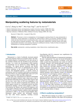 Manipulating Scattering Features by Metamaterials