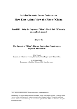 How East Asians View the Rise of China