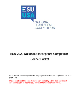 2022 Sonnet Packet