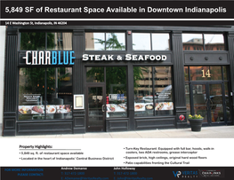 5,849 SF of Restaurant Space Available in Downtown Indianapolis