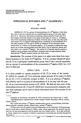 Topological Dynamics and C*-Algebras(1 )