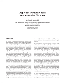 Approach to Patients with Neuromuscular Disorders