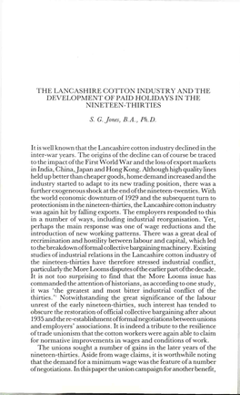 The Lancashire Cotton Industry and the Development of Paid Holidays in the Nineteen-Thirties