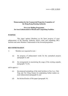 CPC 11/2019 Memorandum for the Commercial Properties Committee