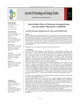 Insecticidal Effect of Solanum Elaeagnifolium Extracts Under