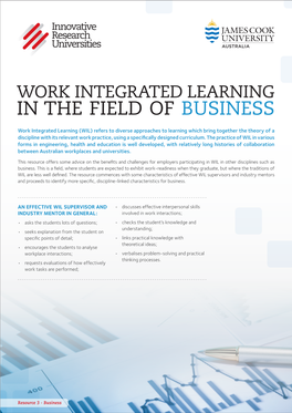 WORK INTEGRATED LEARNING in the FIELD of Business