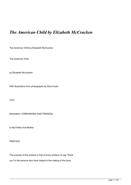 <H1>The American Child by Elizabeth Mccracken