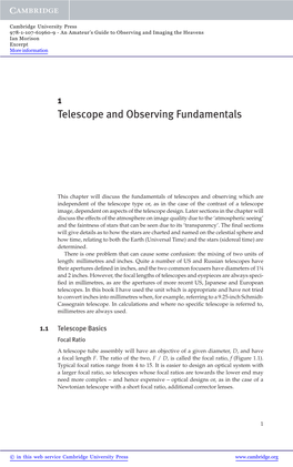 Telescope and Observing Fundamentals