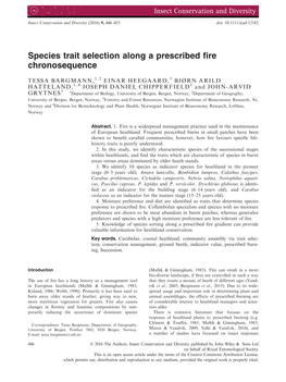 Species Trait Selection Along a Prescribed Fire Chronosequence