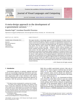 A Meta-Design Approach to the Development of E-Government Services$, $$