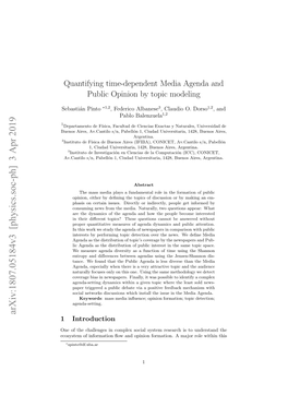 Quantifying Time-Dependent Media Agenda and Public Opinion by Topic Modeling