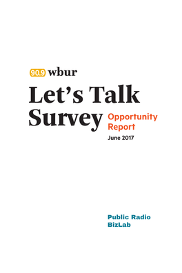 Download the Let's Talk Survey Opportunity Report