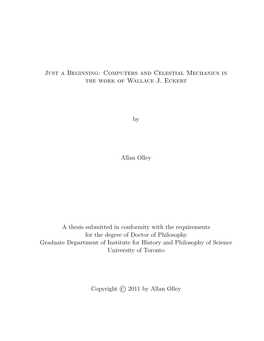 Just a Beginning: Computers and Celestial Mechanics in the Work of Wallace J