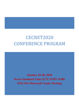 Cecnet2020 Conference Program