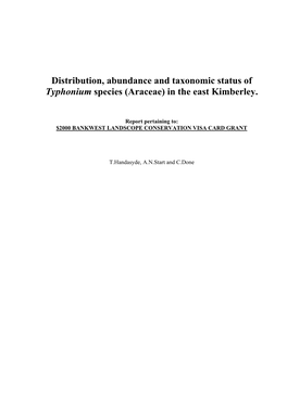 Distribution, Abundance and Taxonomic Status of Typhonium Species (Araceae) in the East Kimberley