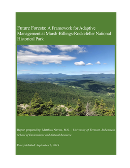 Future Forests: a Framework for Adaptive Management at Marsh-Billings-Rockefeller National Historical Park