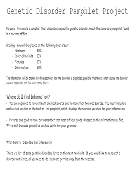 Genetic Disorder Pamphlet Project