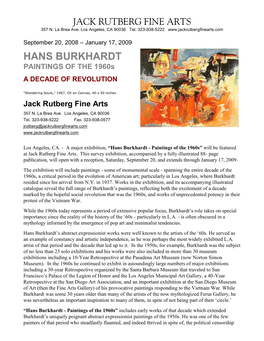 HANS BURKHARDT PAINTINGS of the 1960S a DECADE of REVOLUTION