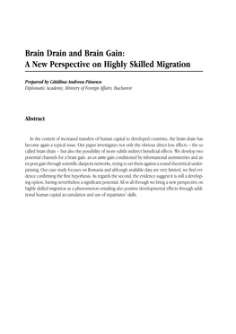 Brain Drain and Brain Gain: a New Perspective on Highly Skilled Migration