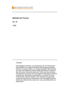 Beihefte Der Francia Bd. 39 1997