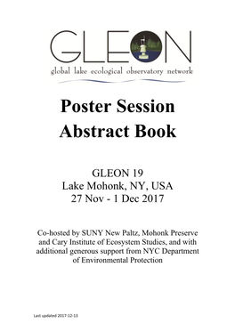 GLEON 19 Poster Session and New Sites Abstract Book