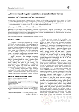 A New Species of Tropidia (Orchidaceae) from Southern Taiwan