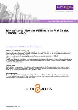 Risk Workshop: Moorland Wildfires in the Peak District