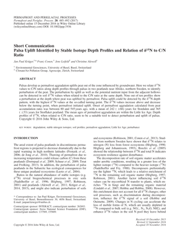 Palsa Uplift Identified by Stable Isotope Depth Profiles and Relation