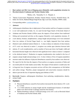 Boat Anchors Not OK: Loss of Dugong Grass (Halophila Ovalis)