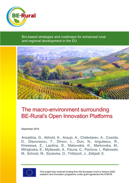 The Macro-Environment Surrounding BE-Rural's Open Innovation Platforms