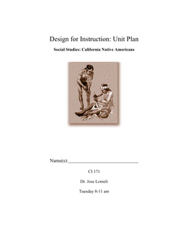 Design for Instruction: Unit Plan