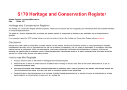 S170 Heritage and Conservation Register