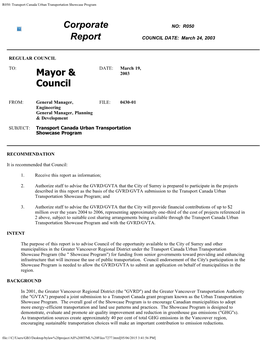 Corporate NO: R050 Report COUNCIL DATE: March 24, 2003