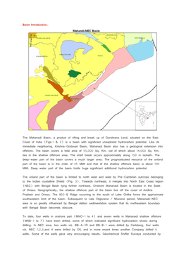 Basin Introduction:. the Mahanadi Basin, a Product of Rifting and Break