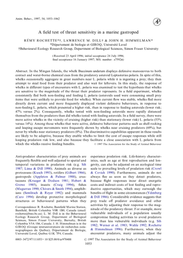 A Field Test of Threat Sensitivity in a Marine Gastropod