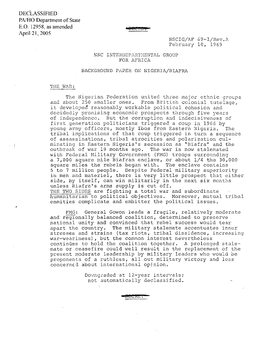 February 10, 1969 for AFRICA BACKGROUND PAPER on NIGERIA/BIAFRA THE