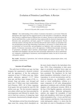 Evolution of Primitive Land Plants: a Review