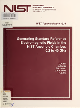 Generating Standard Reference Electromagnetic Fields in the Nist Anechoic Chamber, 0.2 to 40 Ghz