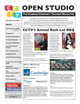 OPEN STUDIO the Cambridge Community Television Newsletter