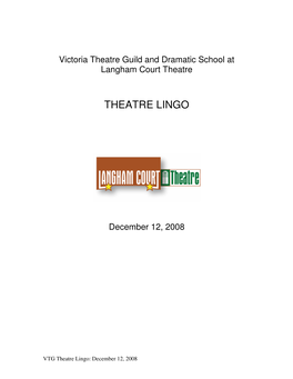 Theatre Lingo