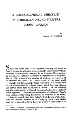 A Bibliographical Checklist of American Negro Writers About Africa
