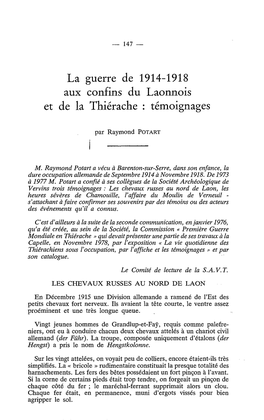 La Guerre De 1914-1918 Aux Confins Du Laonnois Et De La Thiérache : Témoignages