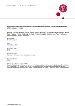 Characterizing Novel Endogenous Retroviruses from Genetic Variation Inferred from Short Sequence Reads