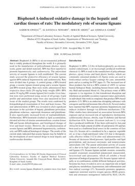 Bisphenol A‑Induced Oxidative Damage in the Hepatic and Cardiac Tissues of Rats: the Modulatory Role of Sesame Lignans