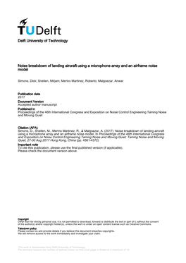 Delft University of Technology Noise Breakdown of Landing Aircraft Using a Microphone Array and an Airframe Noise Model